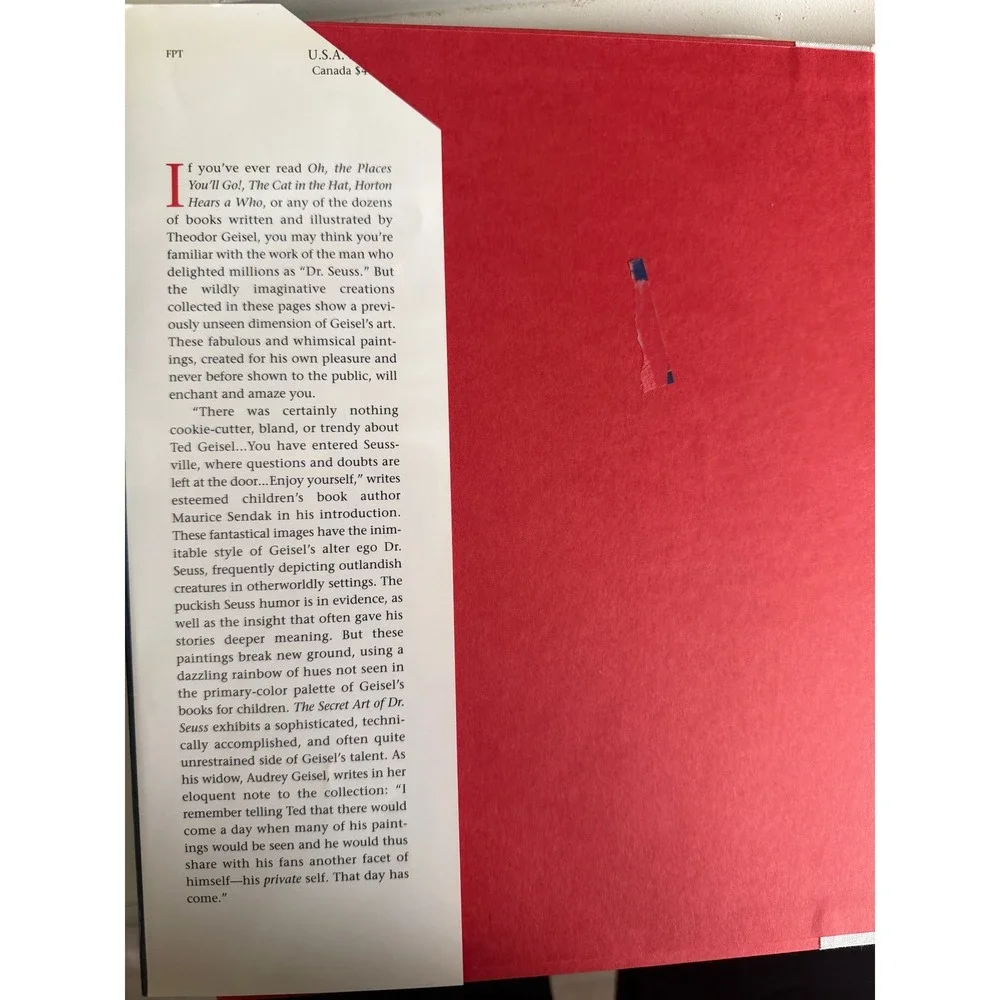 The Secret Art of Dr. Seuss Hardcover 1st Ed Maurice Sendak Intro 1995 Geisel